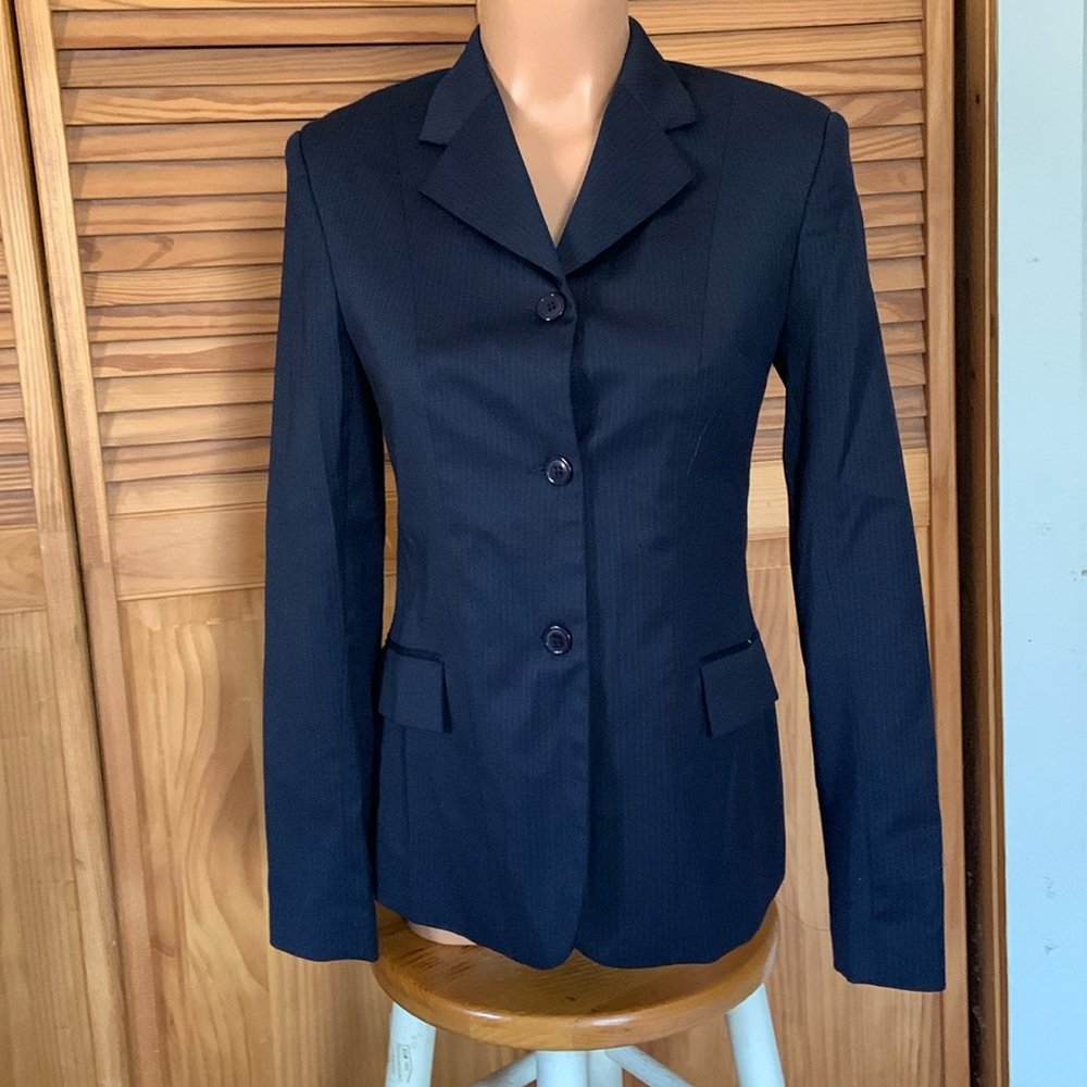 Devonaire riding jacket navy pinstripe size 8 ready to show!